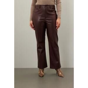 Marissa Webb Pants Womens 8 Purple Red Faux Leather Kick Flare Trousers